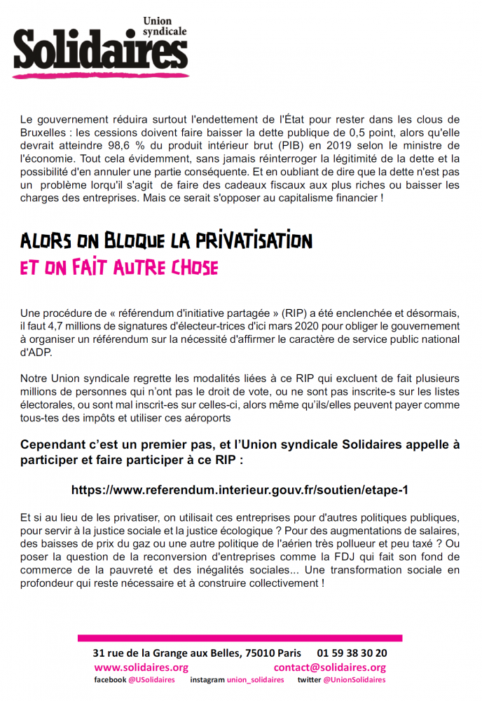 Stop aux privatisations !