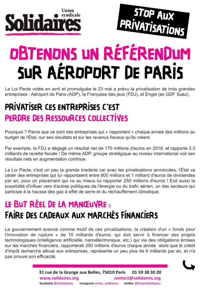 Stop aux privatisations !